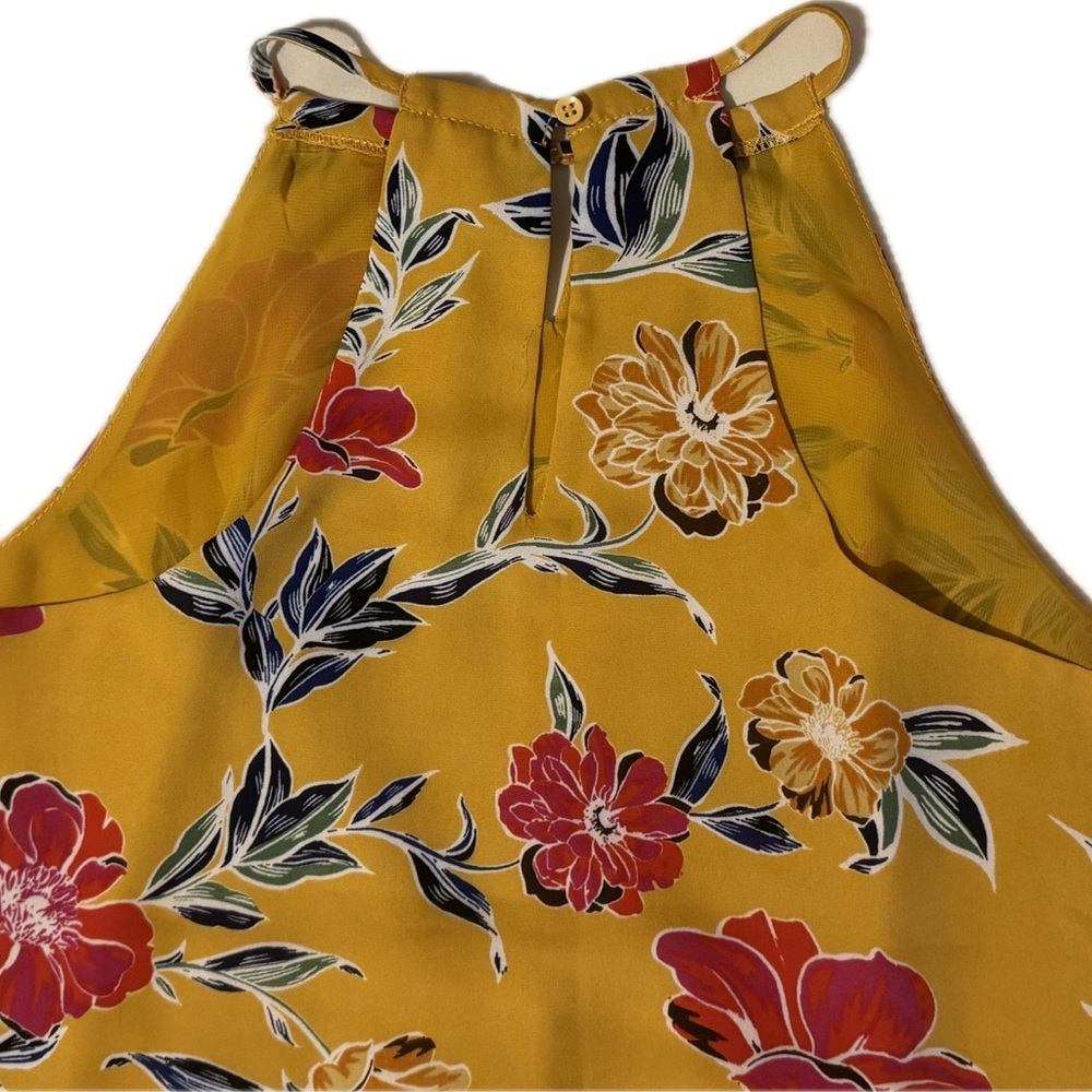 Perfectly Feminine Flowy Floral Halter Top in Yellow and Red Size XS - Picture 5 of 9